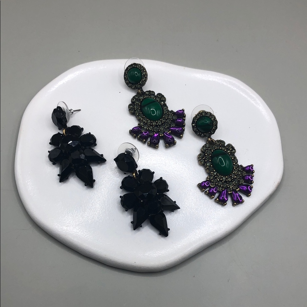 Baublebar bejeweled dangle drop earrings J.crew faux onyx bejeweled costume
